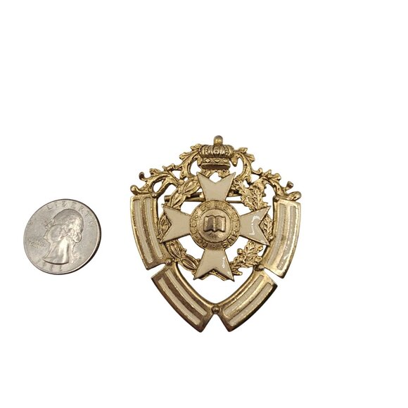 VTG Brooch Pin Masonic Lodge Do Cen' D Co-Mus Gold Tone Crest Cross Shield - Picture 13 of 14
